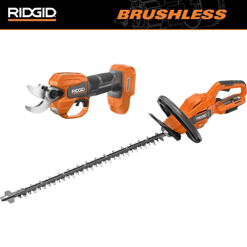 RIDGID 18-Volt Brushless 22 in. Cordless Hedge Trimmer and Pruning Shears (Tool Only)