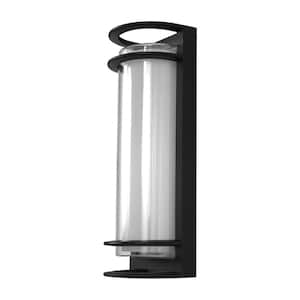 Integrated LED Series 6.22 in. 1-Light Black Outdoor Hardwired Wall Sconce with Cylinder Shade