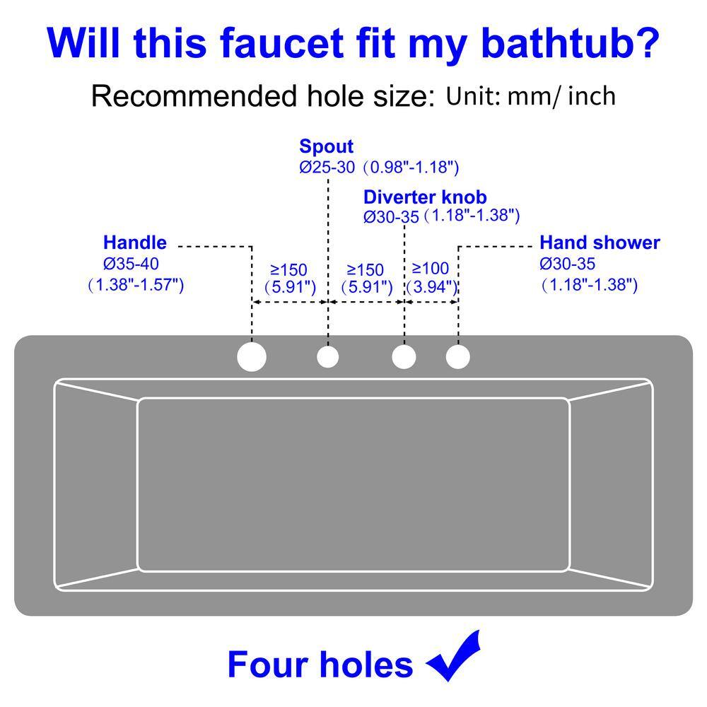 Brushed Gold Single-Handle Waterfall Tub Faucet with Hand Shower