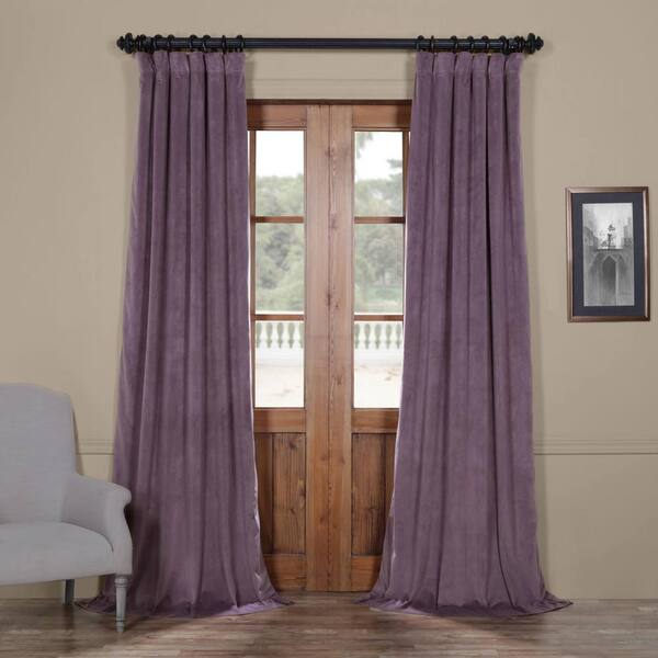 Exclusive Fabrics & Furnishings Blackout Signature Fresh Violet Purple Blackout Velvet Curtain - 50 in. W x 96 in. L (1 Panel)