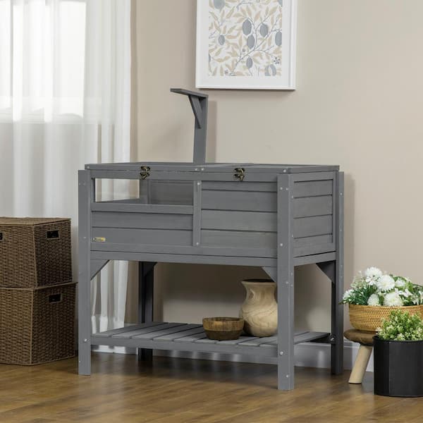 PawHut Tortoise Habitat with Shelf Storage, Light Support Frame