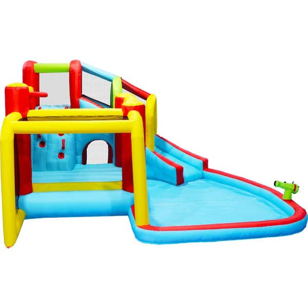 Siavonce 7-in-1 Inflatable Slide Water Park Bouncing House Outdoor