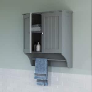 Ashland 23-4/5 in. W x 25-2/5 in. H x 8-43/50 in. D 2-Door Bathroom Storage Wall Cabinet in Gray