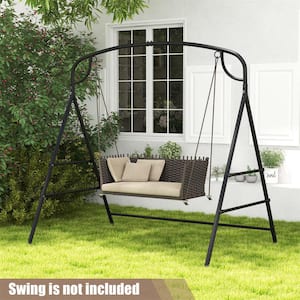 6 ft. Heavy-Duty A-Shaped Metal Hammock Stand with Double Side Bars in Black