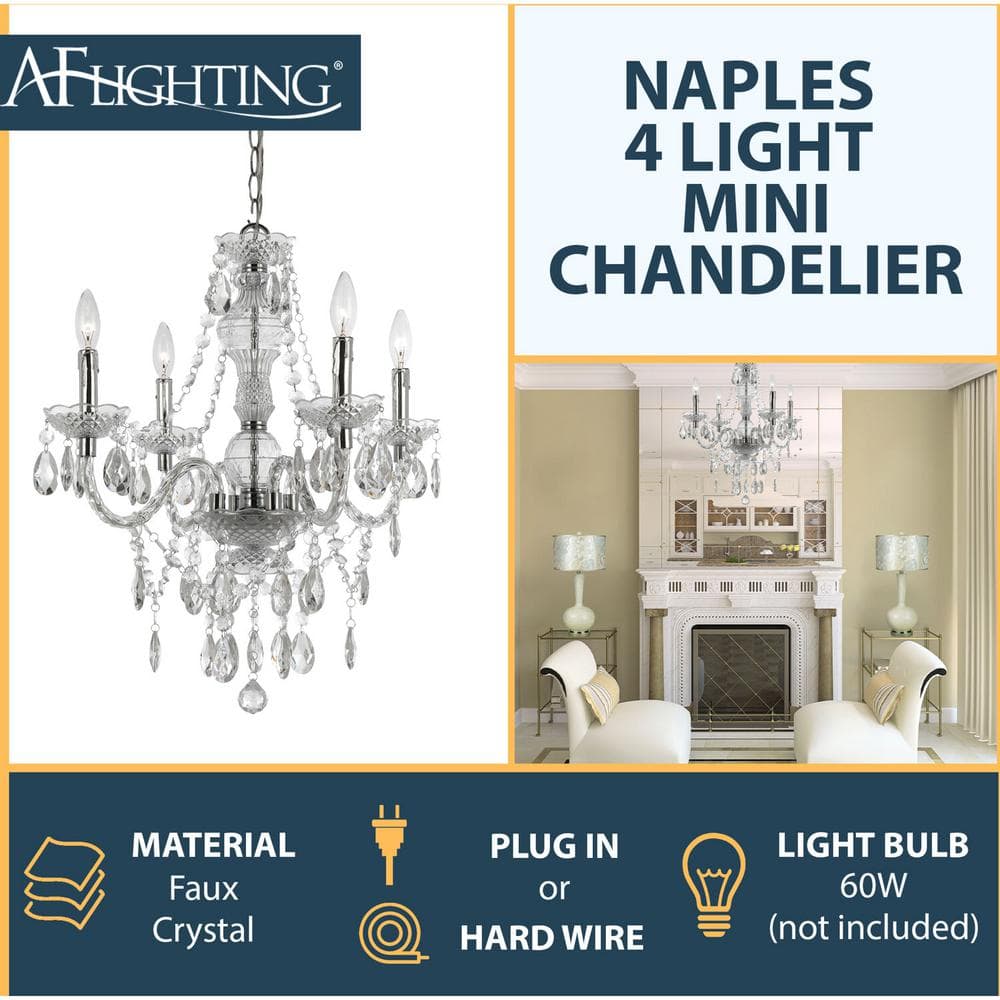 Elegant Chrome Mini Chandelier with Crystal Teardrops and Candle Lights