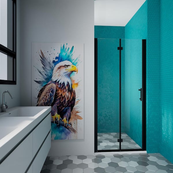 34 in. - 35 3/8 in. W x 72 in. H Frameless Bifold Shower Door with Matte Black Finish and Clear Tempered Glass