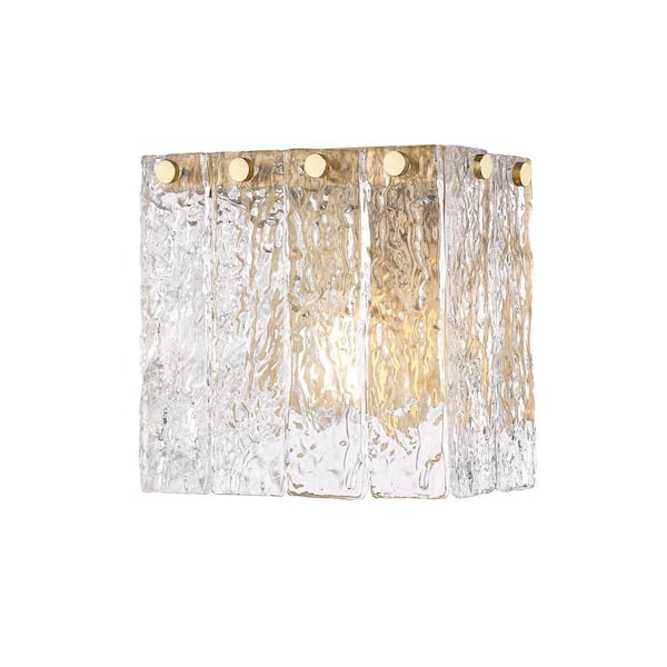 Glacier 1-Light Modern Gold Wall Sconce with Clear Glass Shade