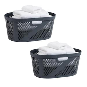 Gray 10.5 in. H x 14.5 in. W x 23 in. L Plastic 60L Slim Ventilated Rectangle Laundry Basket (Set of 2)