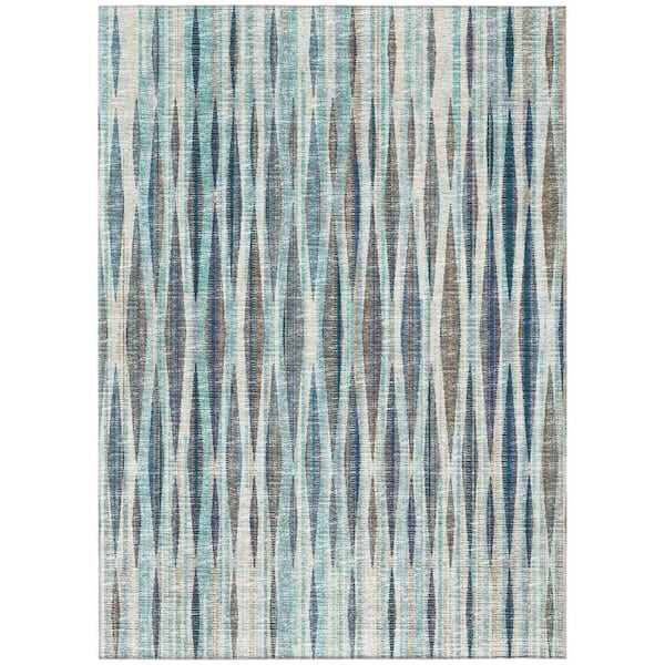 Waverly Blue 5 ft. x 7 ft. 6 in. Geometric Indoor/Outdoor Area Rug