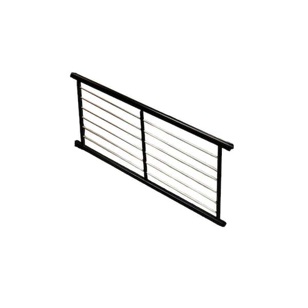 Weatherables Cornell 36 in. H x 72 in. W Textured Black and Silver Horizontal Aluminum Rod Stair Railing Kit
