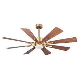 60 in. Integrated LED Indoor/Outdoor Windmill 8-Blade Gold Ceiling Fan with Remote and DC Motor Included