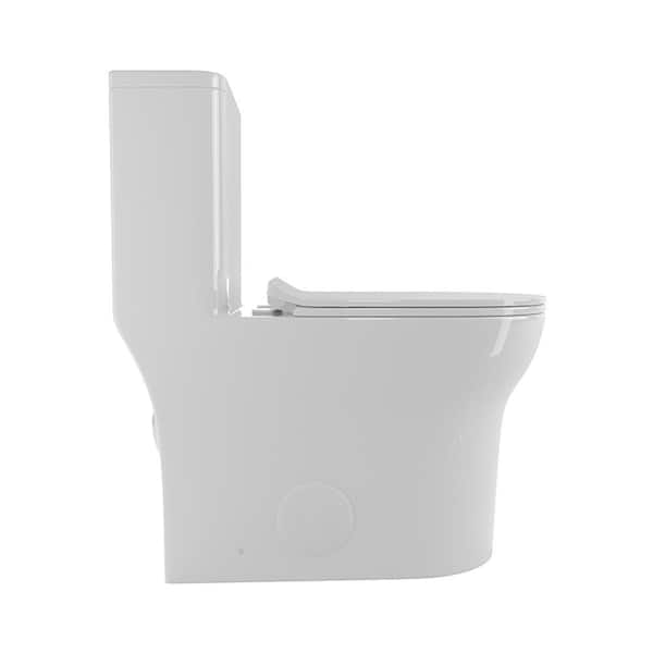 1-Piece 1.1/1.60 GPF Powerful Dual Flush Elongated Toilet in Glossy White CUPC Certified Seat Included