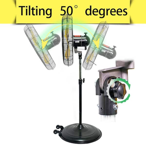 HICFM 20 in. 3-Speeds High Velocity Oscillating Pedestal Fan in Yellow with 1/5 HP Powerful Motor, 5000 CFM