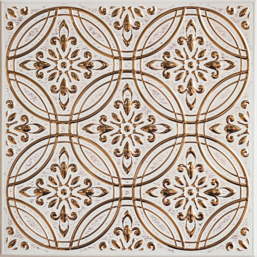 "Peel & Stick Backsplash Metal Tiles – 8"" x 8"" – 10 Pack – Pastel Painted Gold Design (4.44 sq. ft.)" price history on PriceWatchPro