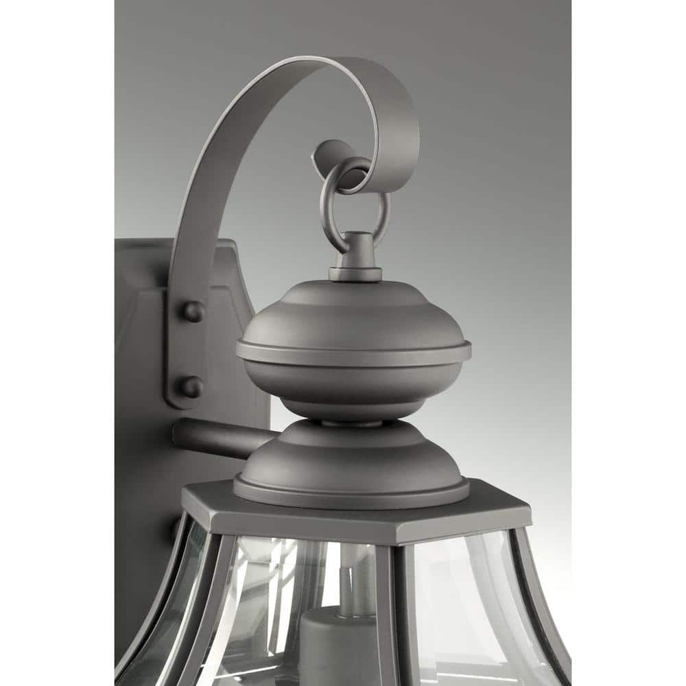 New Haven Black 3-Light Outdoor Wall Lantern with Clear Beveled Glass