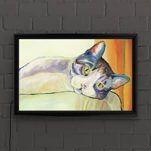 "Sunbather" by Pat Saunders-White Framed with LED Light Animal Wall Art 16 in. x 24 in.