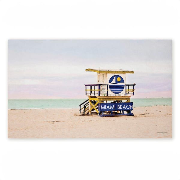 Miami Beach Lifeguard Hut Blue 18 in. x 30 in. Polyester Non-Slip Outdoor Door Mat