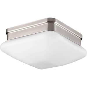 Appeal Collection 1-Light Brushed Nickel Flush Mount with Square Opal Glass