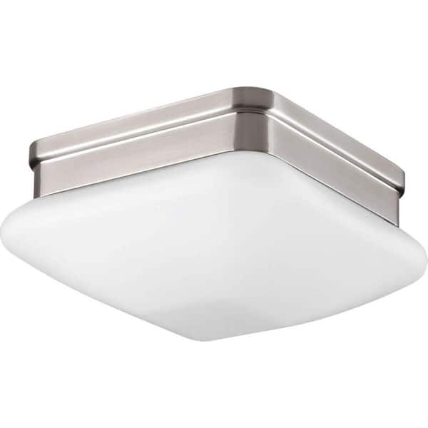 Progress Lighting Appeal Collection 1-Light Brushed Nickel Flush Mount with Square Opal Glass