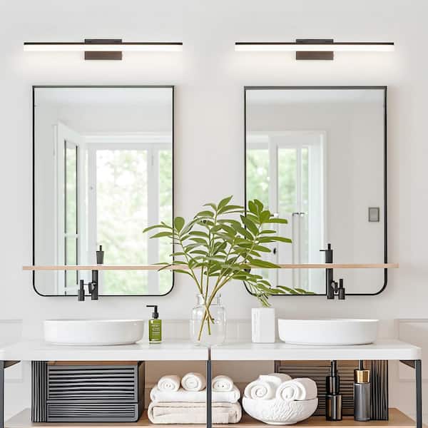 32 in. 1-Light Modern Bathroom LED Vanity Light-Black Metal Wall Light for Mirror, Dressing Room or Sink Area