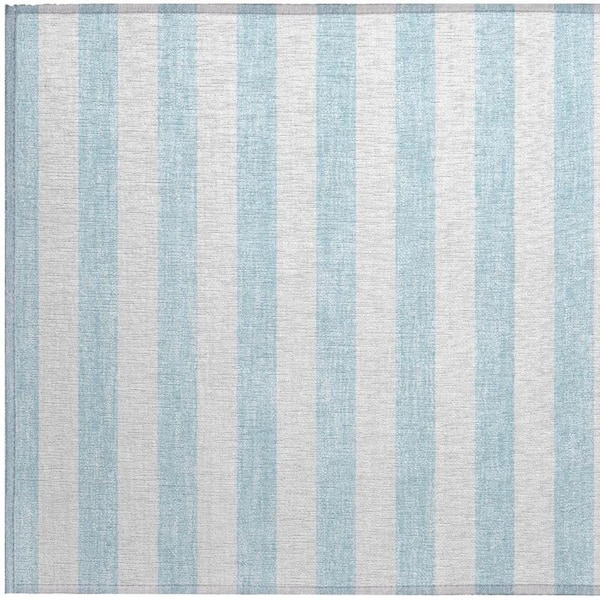 Sky Blue 2 ft. x 3 ft. Woven Striped Polyester Rectangle Indoor/Outdoor Area Rug