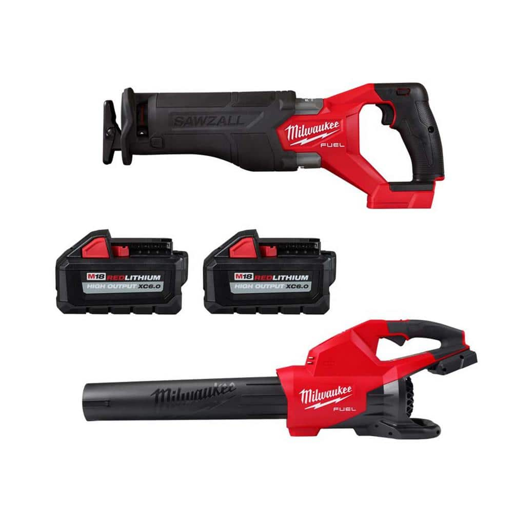 M18 FUEL GEN-2 18V Lithium-Ion Brushless Cordless SAWZALL Reciprocating Saw w/M18 Dual Battery Blower & (2) Batteries -  Milwaukee, 2821-20-2824