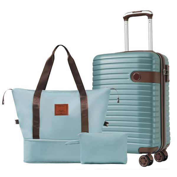 Merax 3-Piece Blue ABS Hardshell Spinner 20 in. Luggage Set with