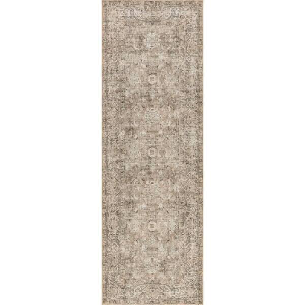 Hillstone Collection Traditional Vintage Medallion Elinda Dark Beige 2 ft. 8 in. x 8 ft. Runner Rug