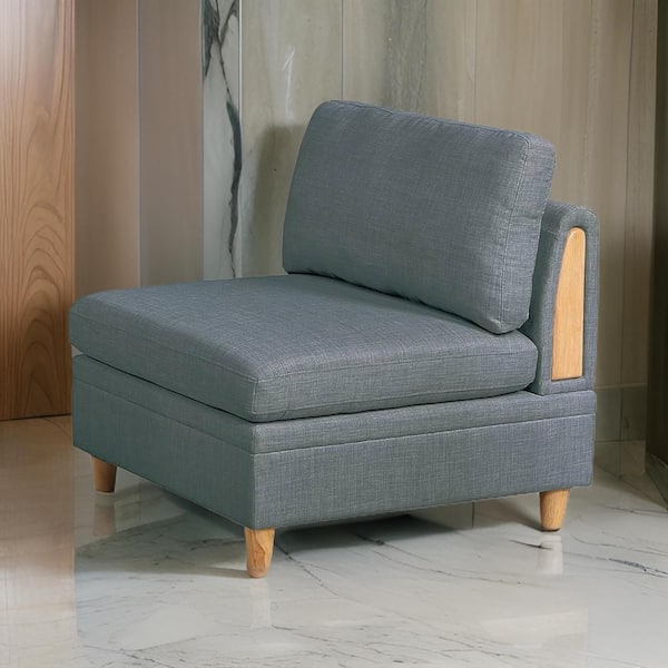 Benjara Gimy 36 in. Armless Fabric Square Sofa in. Gray and Brown