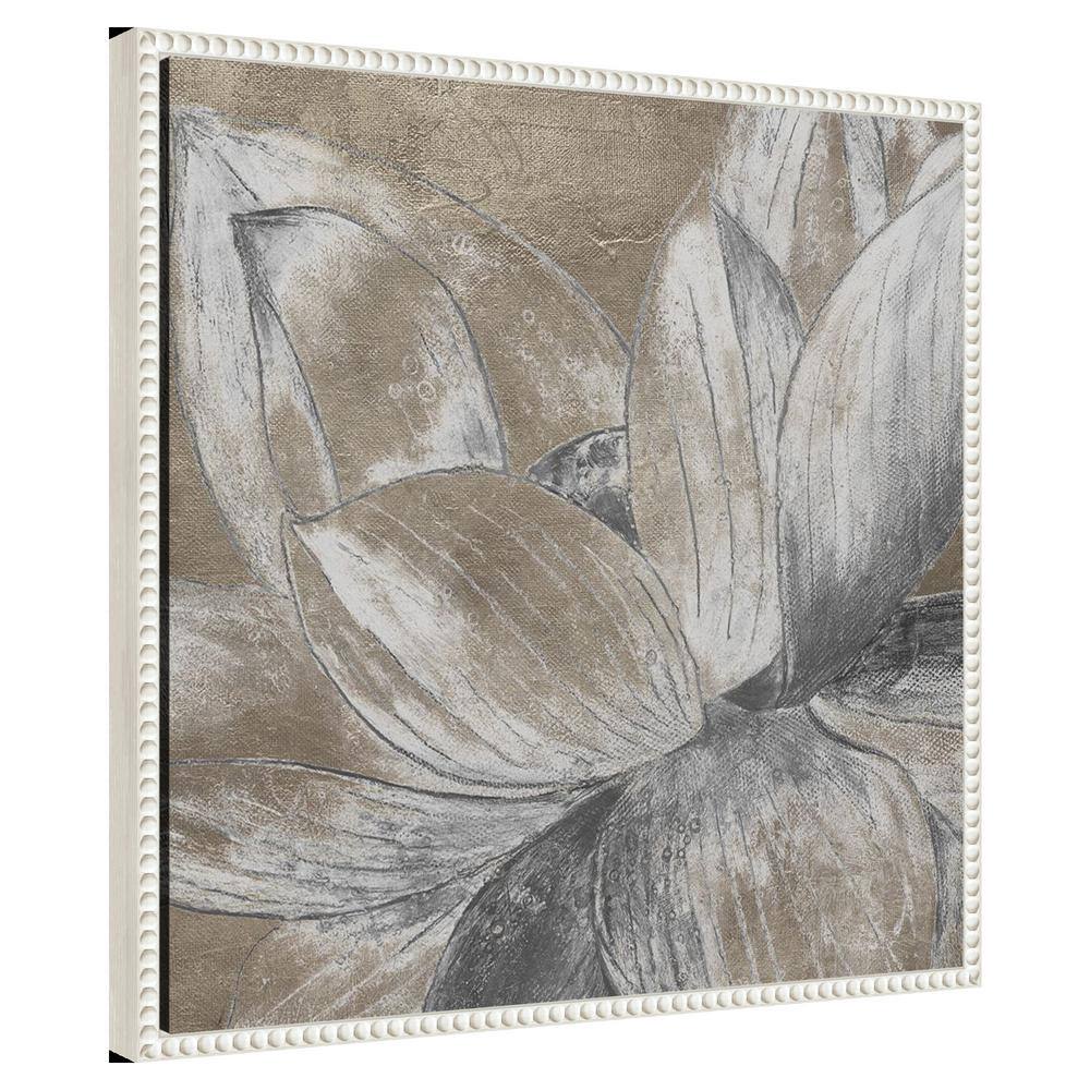 Beaded Framed Lotus Blossom Canvas Wall Art 22 x 22-in