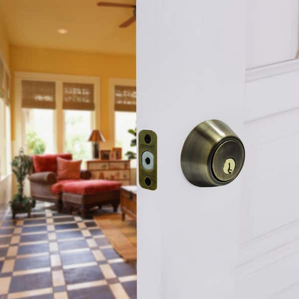 Antique Brass Single Cylinder Deadbolt