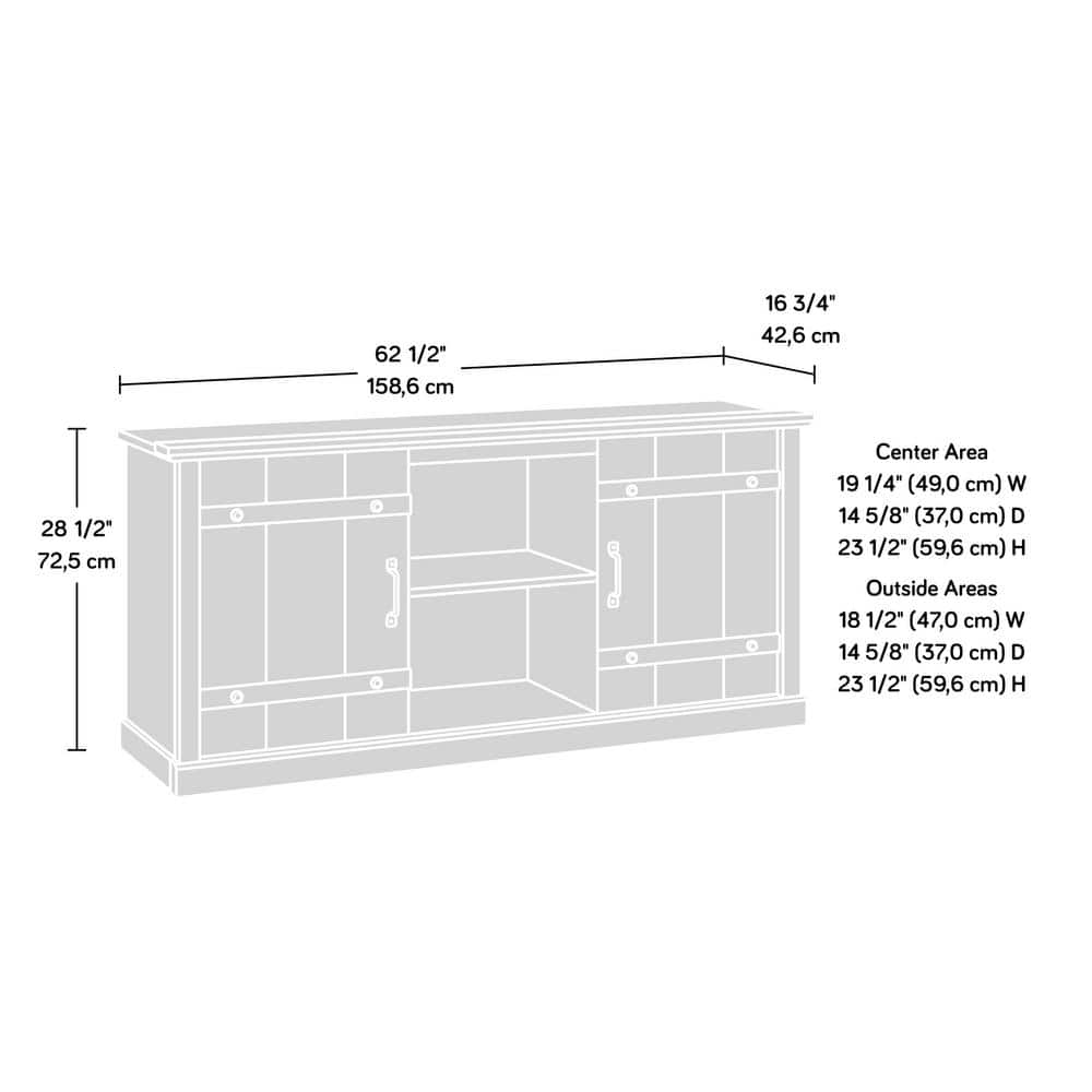 Timber Oak Farmhouse TV Stand with Sliding Barn Doors for 70" TVs