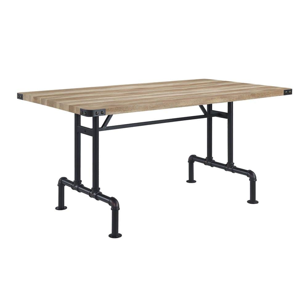 Edina 64" Oak and Sandy Black Industrial Dining Table