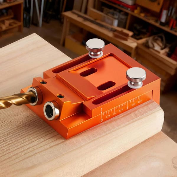 Pocket Hole Jig Kit, Jig Pocket Hole System with Step Drill, Hex Wrench, Stop Ring etc., Metal Frame, 0.47 to 1.89 in.