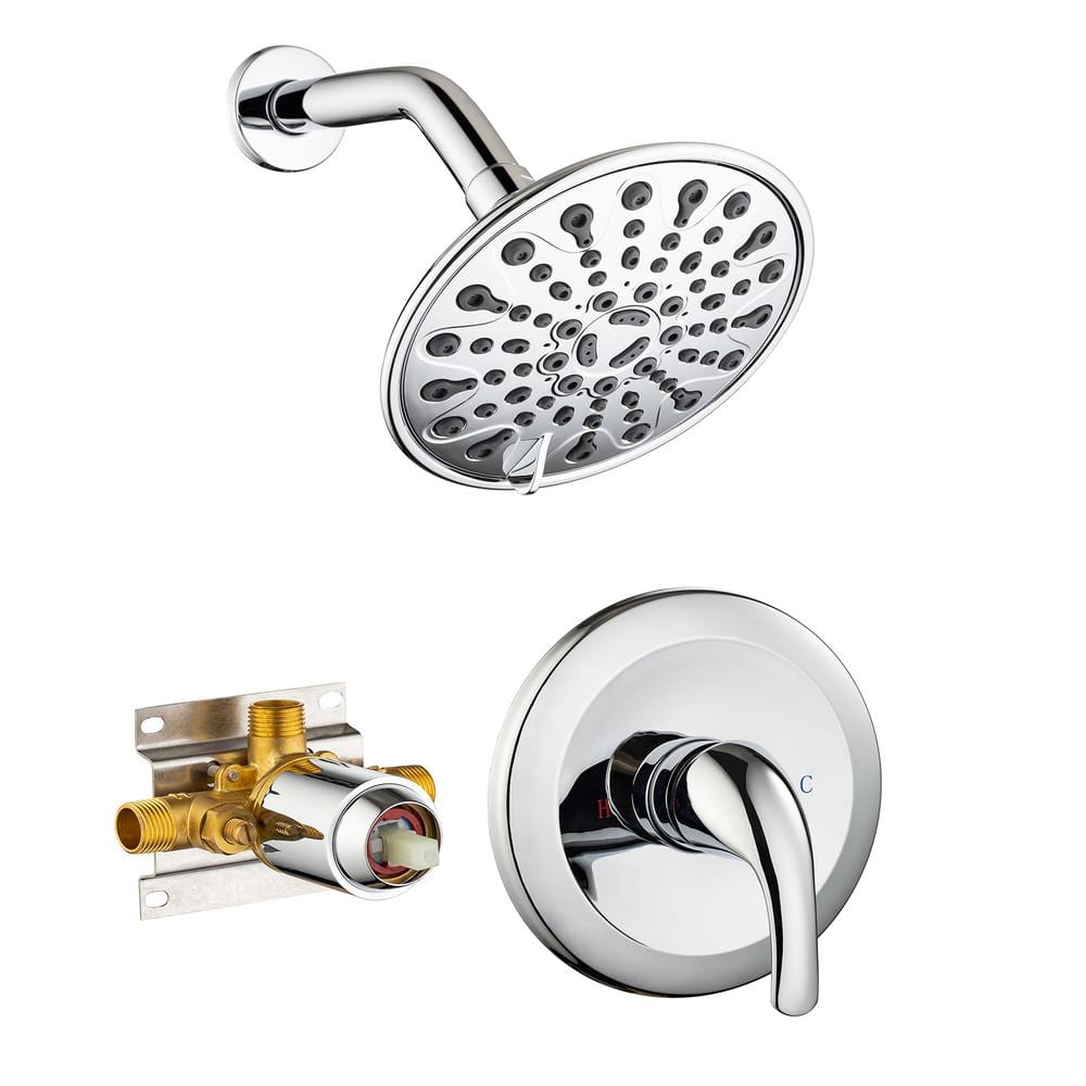 Single Handle 6-Spray Patterns 1 Showerhead Shower Faucet Set 1.8 GPM with 