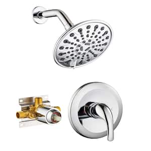 Single Handle 6-Spray Patterns 1 Showerhead Shower Faucet Set 1.8 GPM with High Pressure Hand Shower in Chrome
