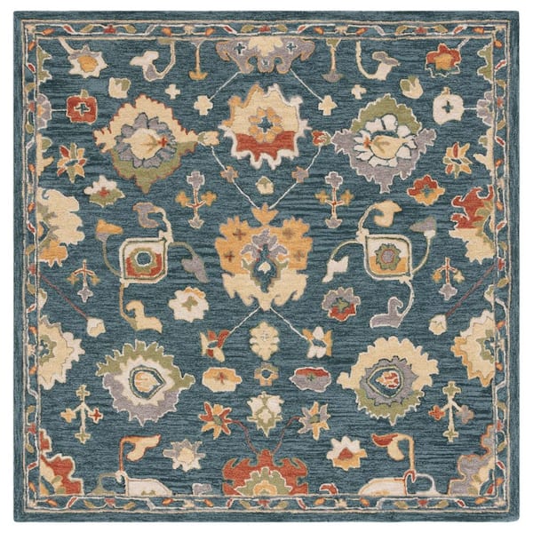 SAFAVIEH Metro 6 ft. x 6 ft. Dark Gray/Red Ornate Floral Abstract ...
