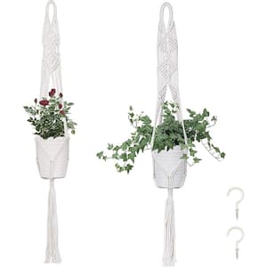 2 types Cotton Rope White Macrame Plant Hanger with Hook（2-type）