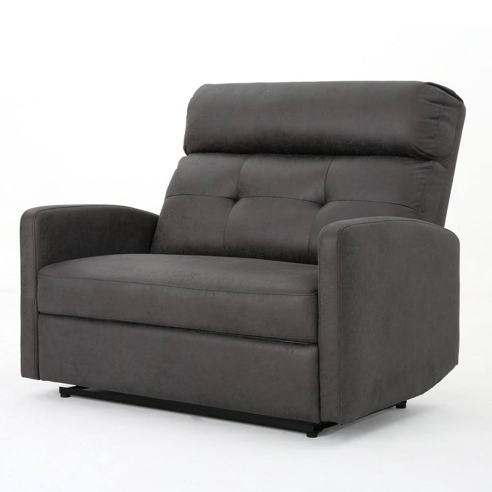 Slate Gray Microfiber 2-Seater Recliner with Wood Frame
