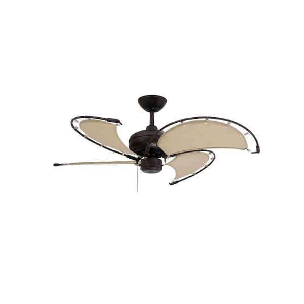 TroposAir Voyage 40 in. Indoor/Outdoor Oil Rubbed Bronze Ceiling Fan with Khaki Fabric Blades