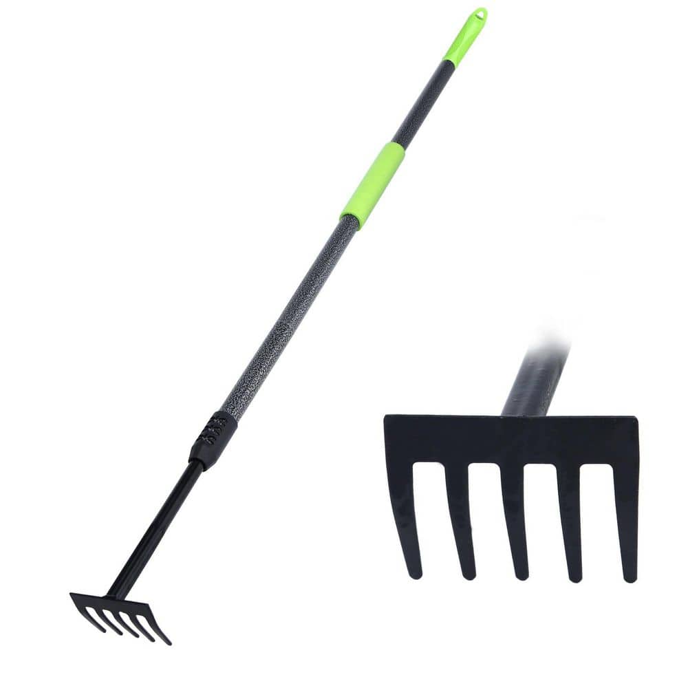 16.3-47.2 in. 5-Tine Steel Handle Hand Cultivator Adjustable Length Foam Grip Garden Rake for Weeding Soil price history on PriceWatchPro