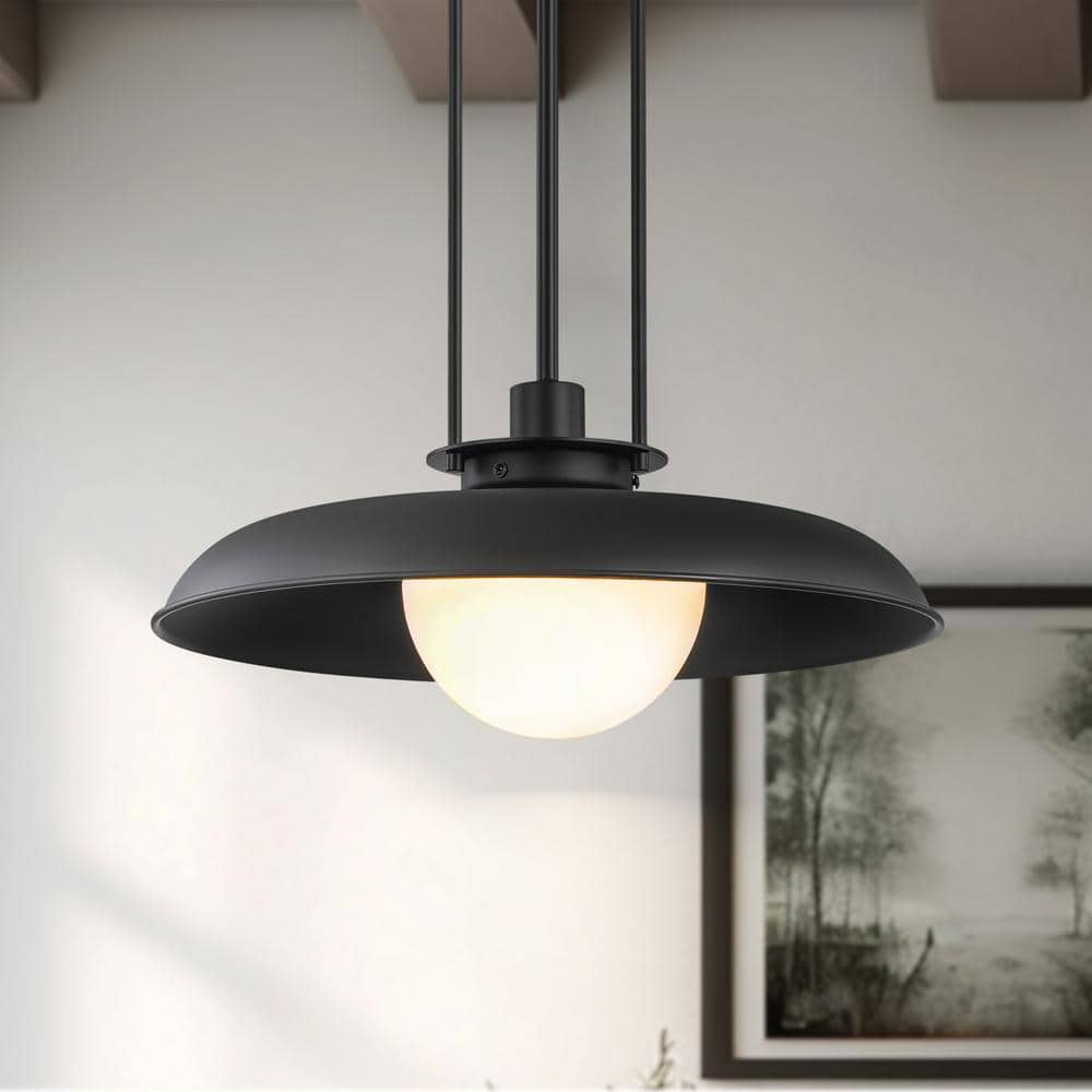 Rennnsan Milo 1-Light Black Mid-Century Danish Inspired Pendant