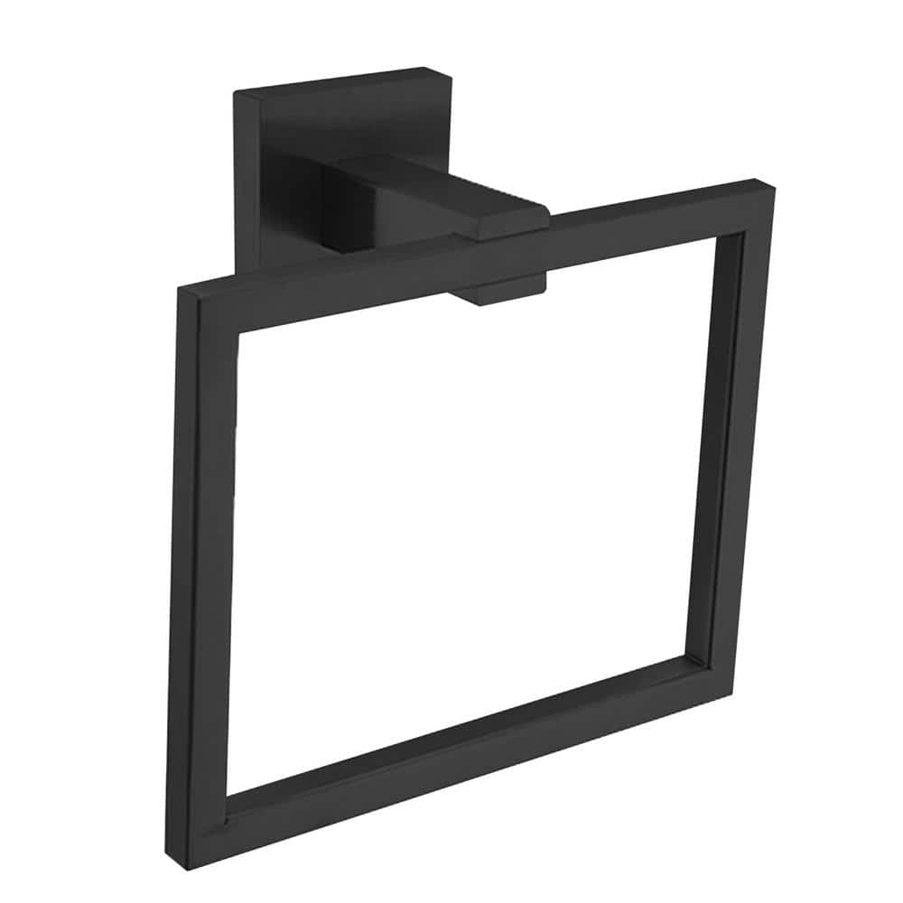 Matte Black Stainless Steel Square Wall Mounted Towel Ring