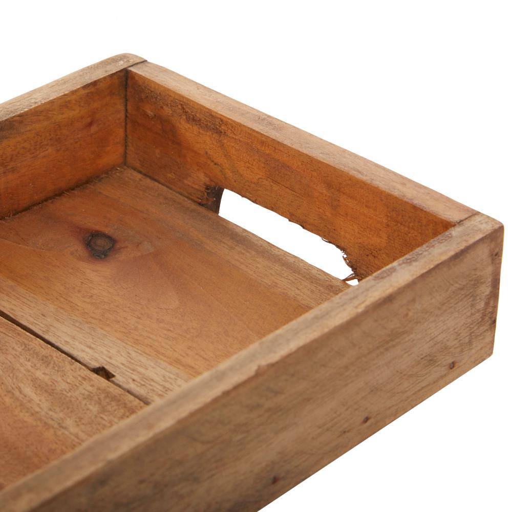 Cottage Charm Mahogany Wood Rectangular Tray Set, 3 Pieces