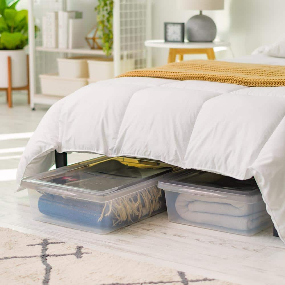 Clear Stackable Plastic Underbed Storage Box with Snap Lid