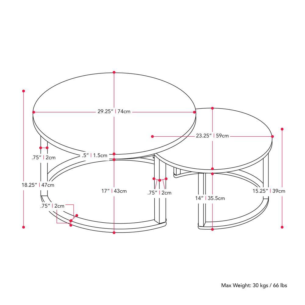 Forth Worth Light Brown Wood & Metal Nesting Coffee Table Set