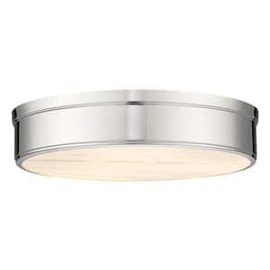 Anders 24-Watt 22 in. 3-Light Polished Nickel Integrated LED Flush Mount Light with Parian Plastic Shade