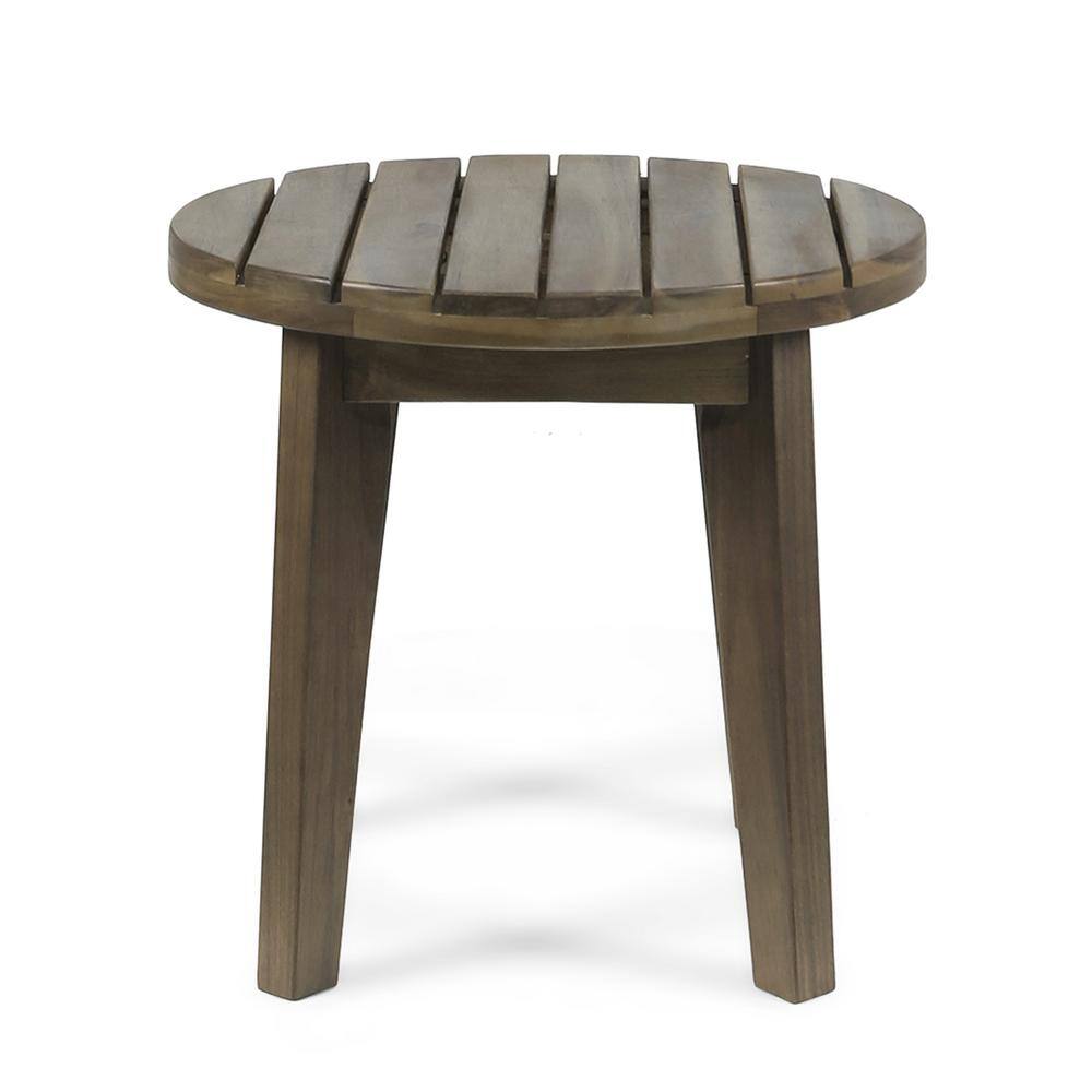 Rustic Style 16 in. Round Outdoor Acacia Wood Gray Finish Side Table, for Patio, Garden, Backyard price history on PriceWatchPro