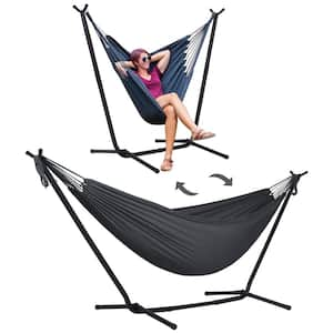 10.7 ft. 2-Person Brazilian-Style hammock with 2-in-1 Convertible Stand in Dark Gray