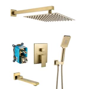 Single-Handle 3-Spray Shower Faucet 2.5 GPM with Pressure Balance Anti Scald in Brushed Golden